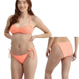 No Boundaries Cheeky‎ Bikini Bottoms XL 16/18 Side Tie Swim Bottom Peach Luster